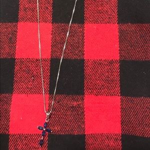 Sapphire cross necklace